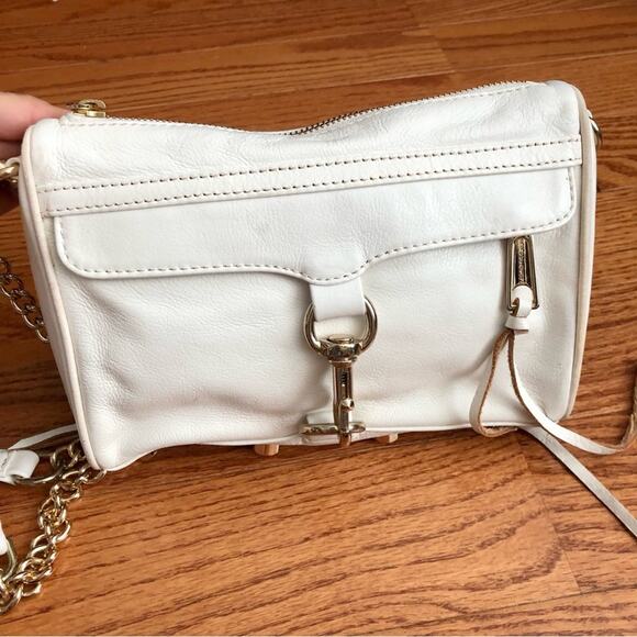 Rebecca Minkoff Leather Gold Hardware White Crossbody Handbag Women’s Size Small - Picture 12 of 12
